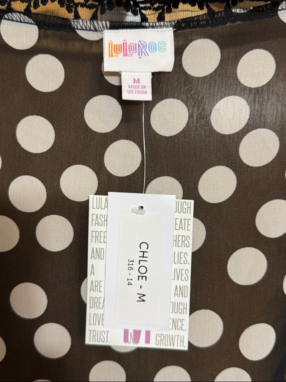 LuLaRoe Black with White Polka Dots Chloe Kimono - Picture 2 of 5